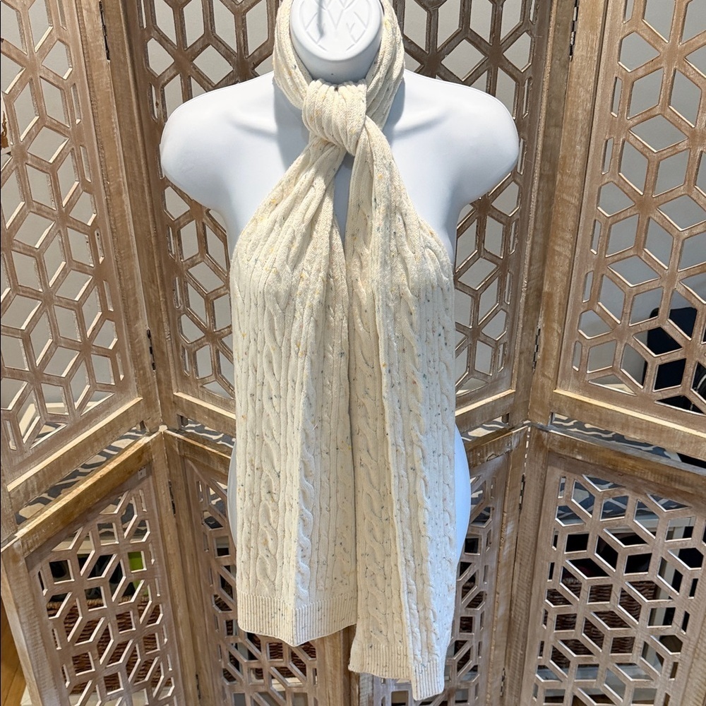 Talbots Funfetti Confetti Cream Cable Knit Scarf